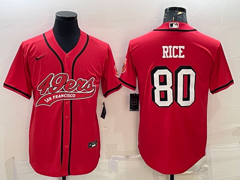 Men San Francisco 49ers 80 Rice Red 2022 Nike Co branded NFL Jerseys